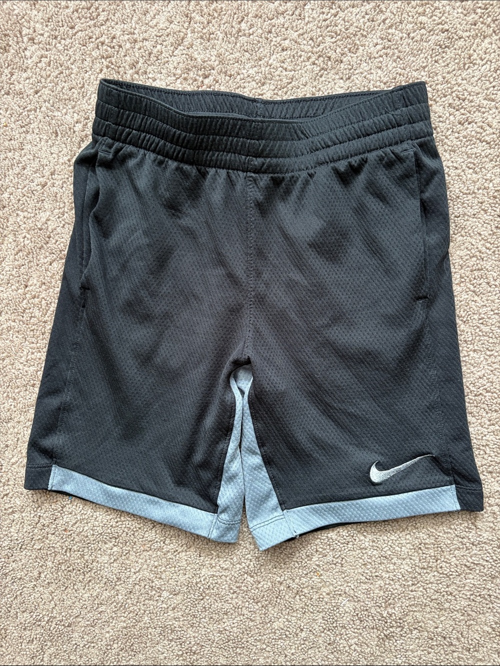 Kids Nike Black Shorts with Light Gray Accent